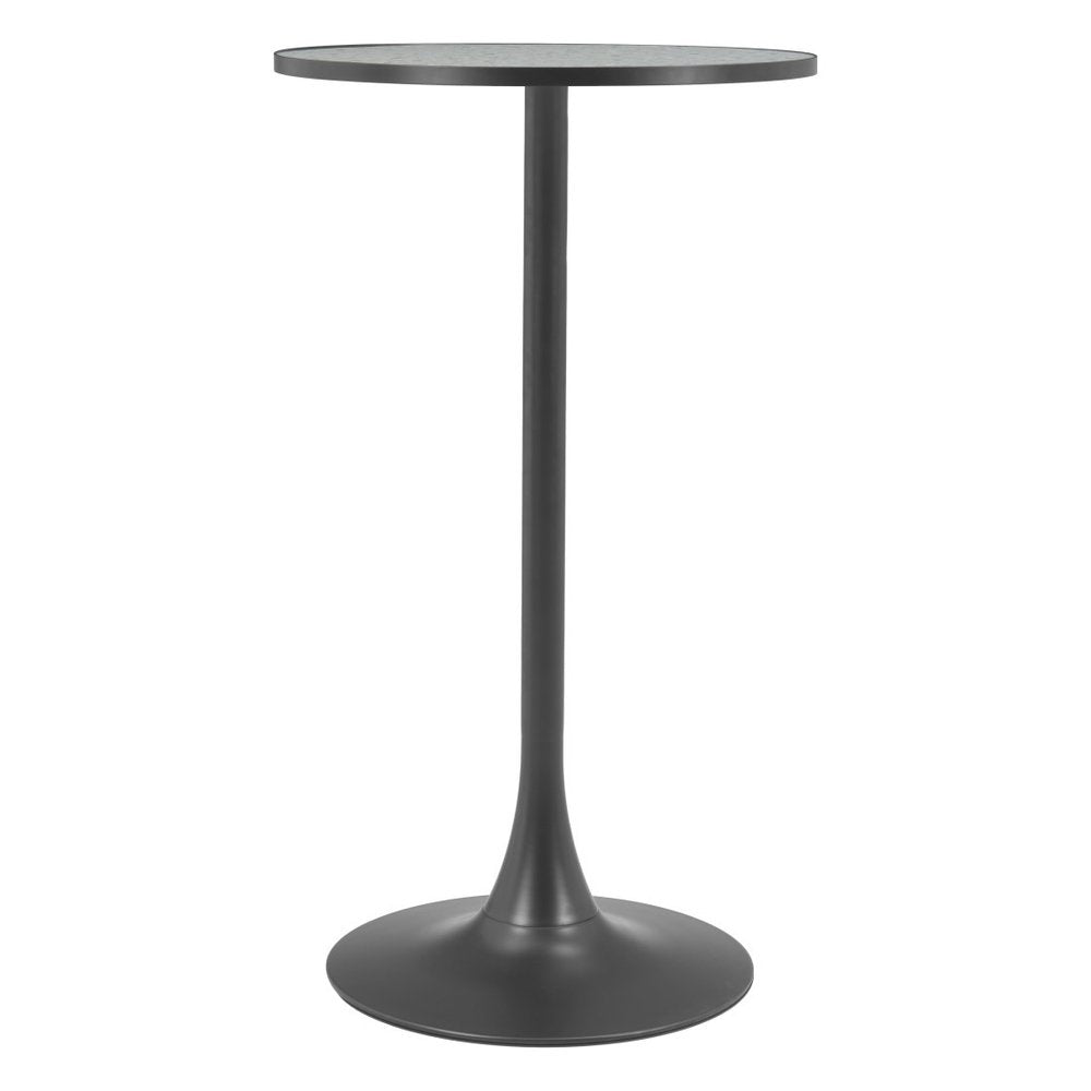 24" Gray and Black Faux Terrazzo and Steel Rounded Bar Table HomeRoots