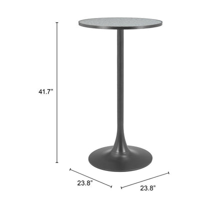 24" Gray and Black Faux Terrazzo and Steel Rounded Bar Table HomeRoots