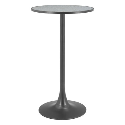 24" Gray and Black Faux Terrazzo and Steel Rounded Bar Table HomeRoots