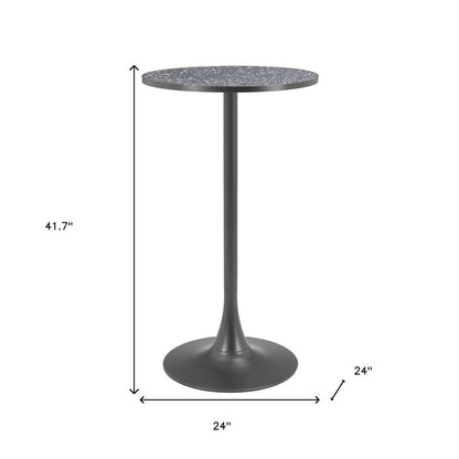 24" Black Faux Terrazzo and Steel Rounded Bar Table HomeRoots