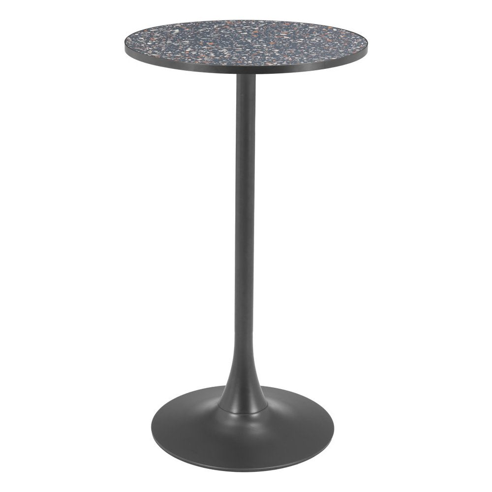 24" Black Faux Terrazzo and Steel Rounded Bar Table HomeRoots