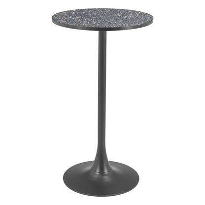 24" Black Faux Terrazzo and Steel Rounded Bar Table HomeRoots