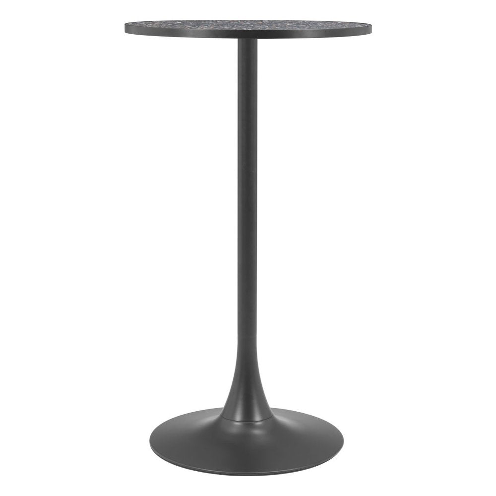 24" Black Faux Terrazzo and Steel Rounded Bar Table HomeRoots