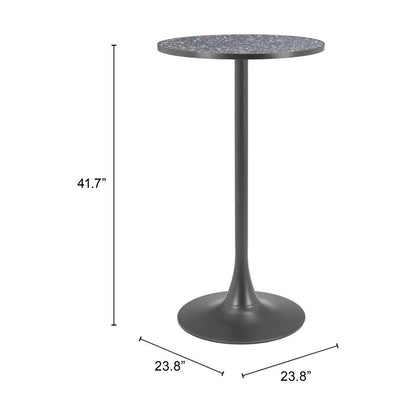 24" Black Faux Terrazzo and Steel Rounded Bar Table HomeRoots