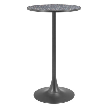 24" Black Faux Terrazzo and Steel Rounded Bar Table HomeRoots