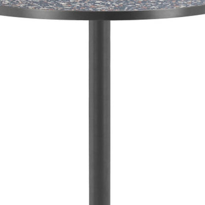 24" Black Faux Terrazzo and Steel Rounded Bar Table HomeRoots