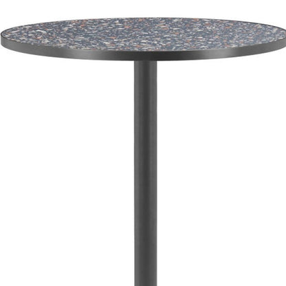 24" Black Faux Terrazzo and Steel Rounded Bar Table HomeRoots