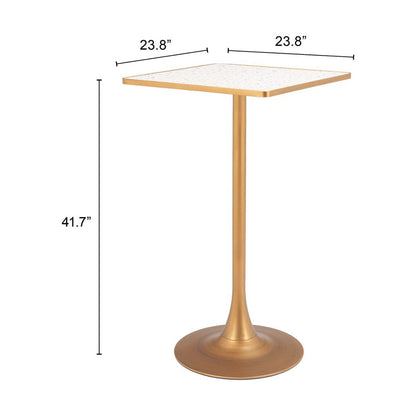 24" Beige and Gold Faux Terrazzo and Steel Square Bar Table HomeRoots