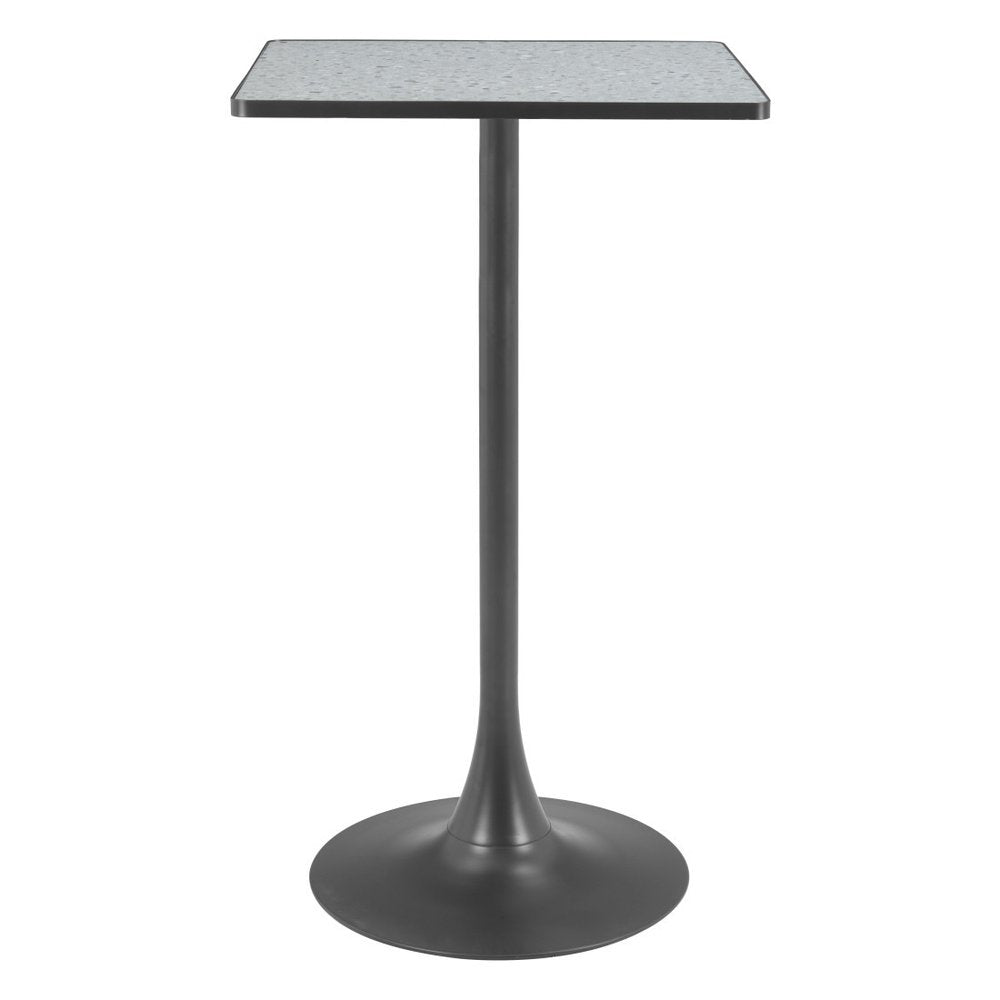 24" Gray and Black Faux Terrazzo and Steel Square Bar Table HomeRoots