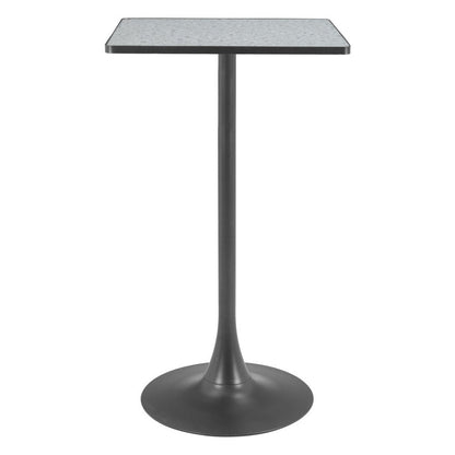 24" Gray and Black Faux Terrazzo and Steel Square Bar Table HomeRoots
