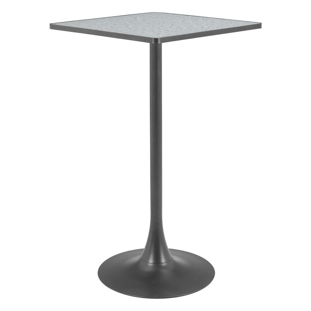 24" Gray and Black Faux Terrazzo and Steel Square Bar Table HomeRoots