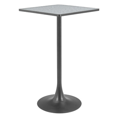 24" Gray and Black Faux Terrazzo and Steel Square Bar Table HomeRoots