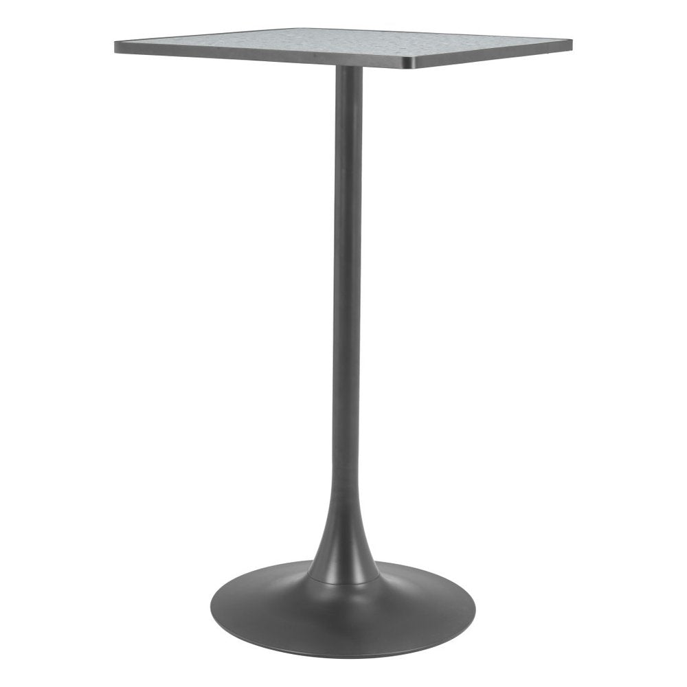 24" Gray and Black Faux Terrazzo and Steel Square Bar Table HomeRoots