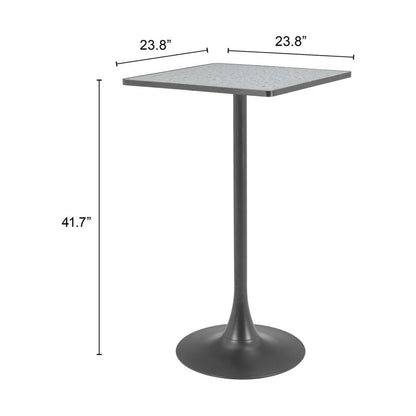 24" Gray and Black Faux Terrazzo and Steel Square Bar Table HomeRoots