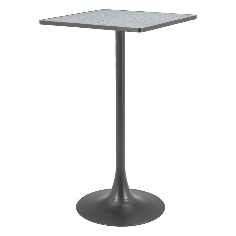 24" Gray and Black Faux Terrazzo and Steel Square Bar Table HomeRoots