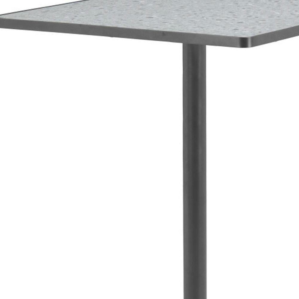 24" Gray and Black Faux Terrazzo and Steel Square Bar Table HomeRoots