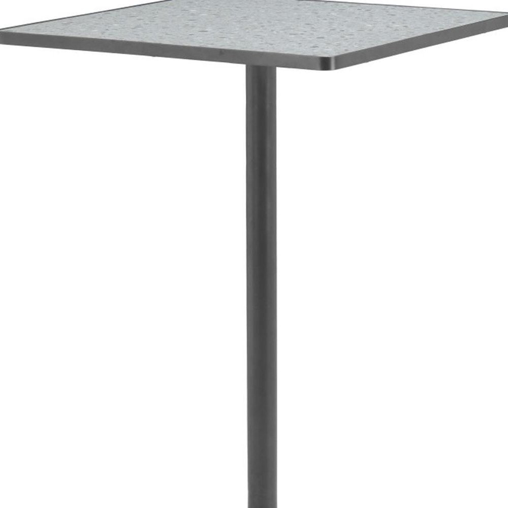 24" Gray and Black Faux Terrazzo and Steel Square Bar Table HomeRoots