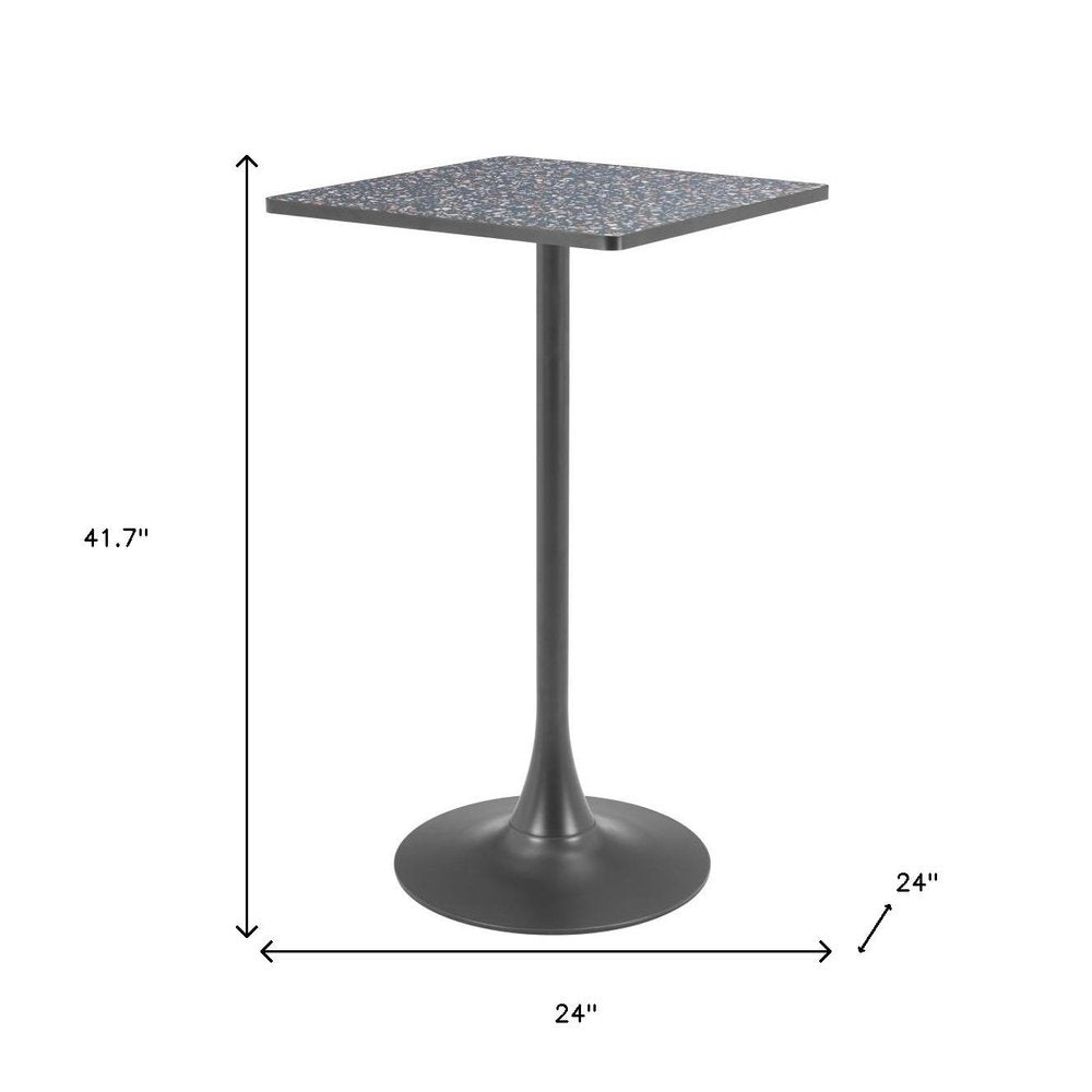 24" Black Faux Terrazzo and Steel Square Bar Table HomeRoots