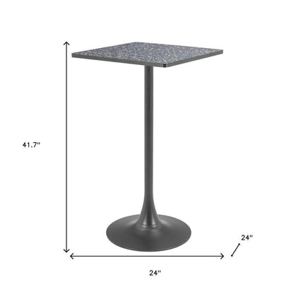 24" Black Faux Terrazzo and Steel Square Bar Table HomeRoots