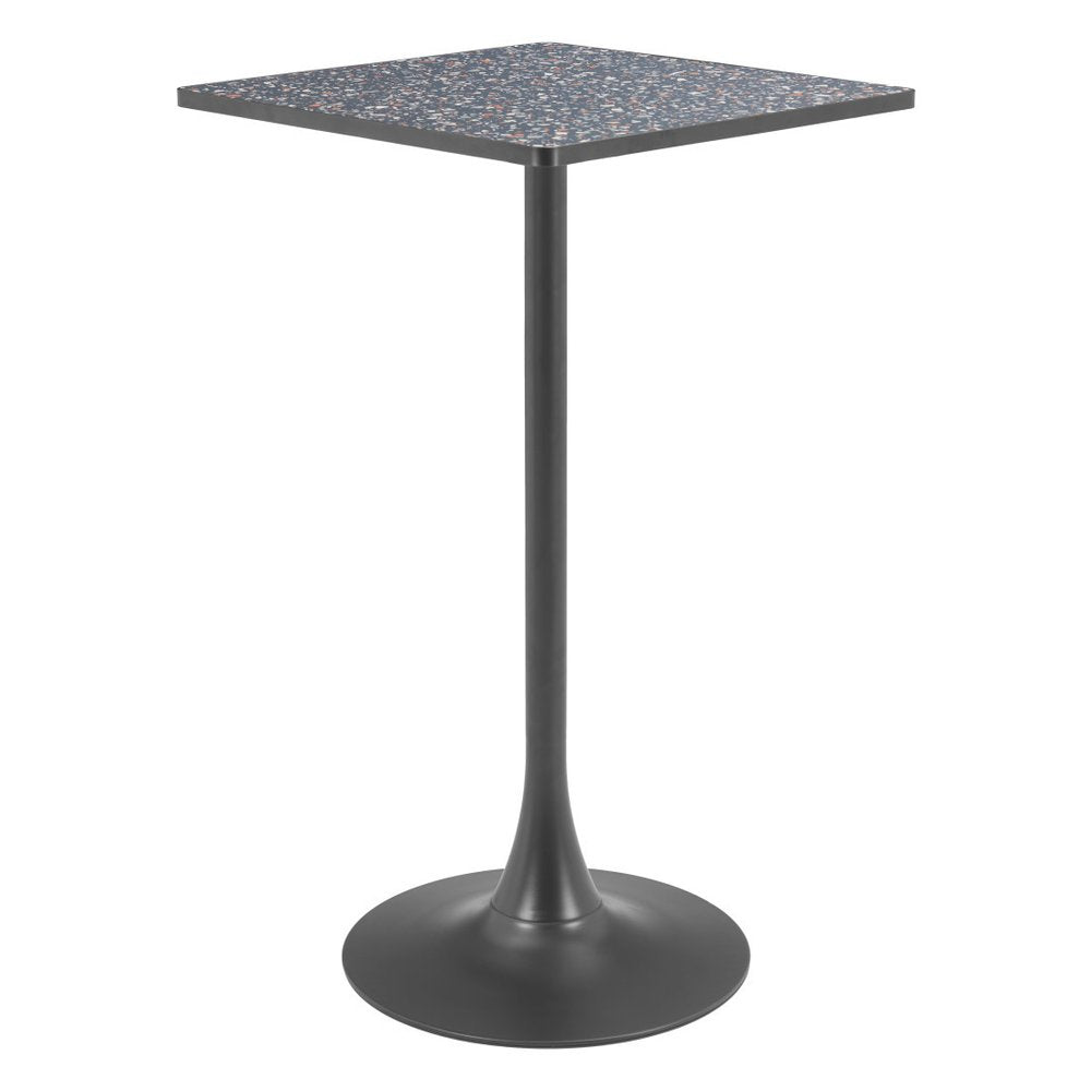 24" Black Faux Terrazzo and Steel Square Bar Table HomeRoots