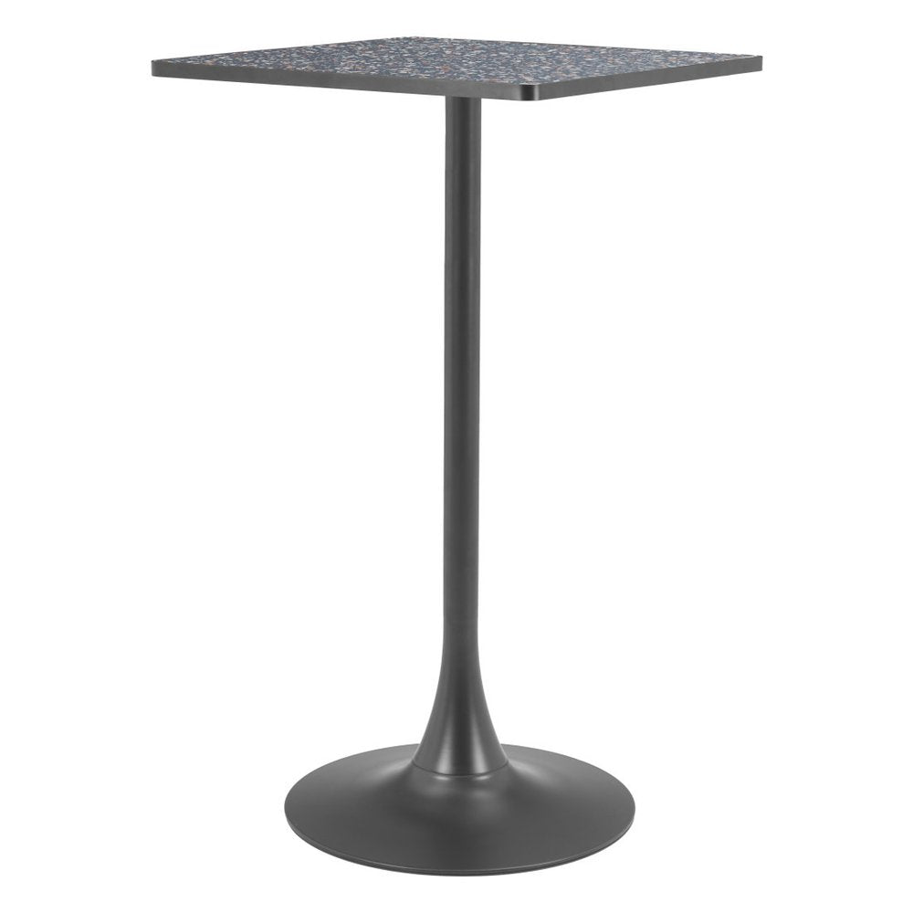 24" Black Faux Terrazzo and Steel Square Bar Table HomeRoots