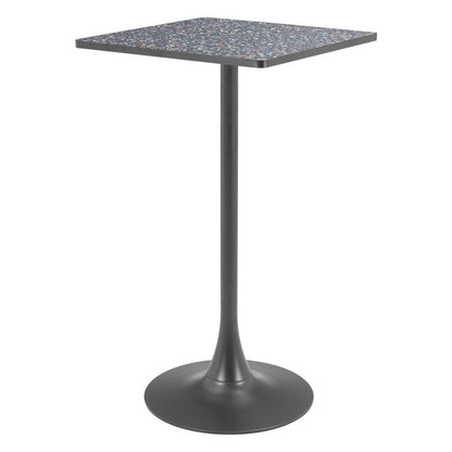 24" Black Faux Terrazzo and Steel Square Bar Table HomeRoots