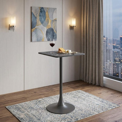 24" Black Faux Terrazzo and Steel Square Bar Table HomeRoots