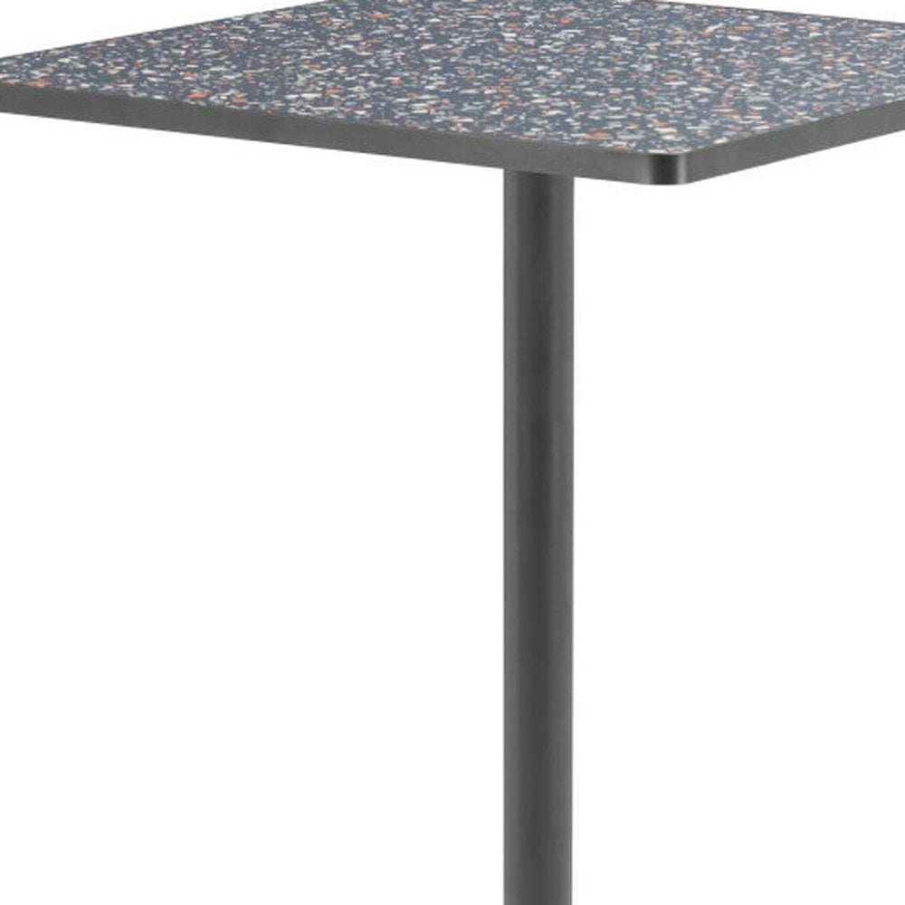 24" Black Faux Terrazzo and Steel Square Bar Table HomeRoots