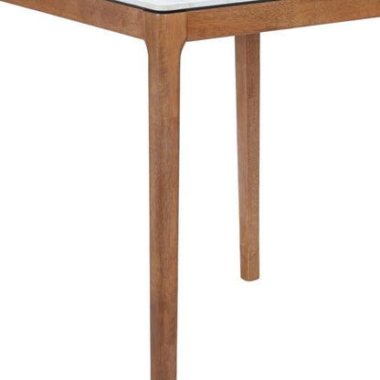 32" White and Natural Faux Marble and Solid Wood Square Bar Table HomeRoots