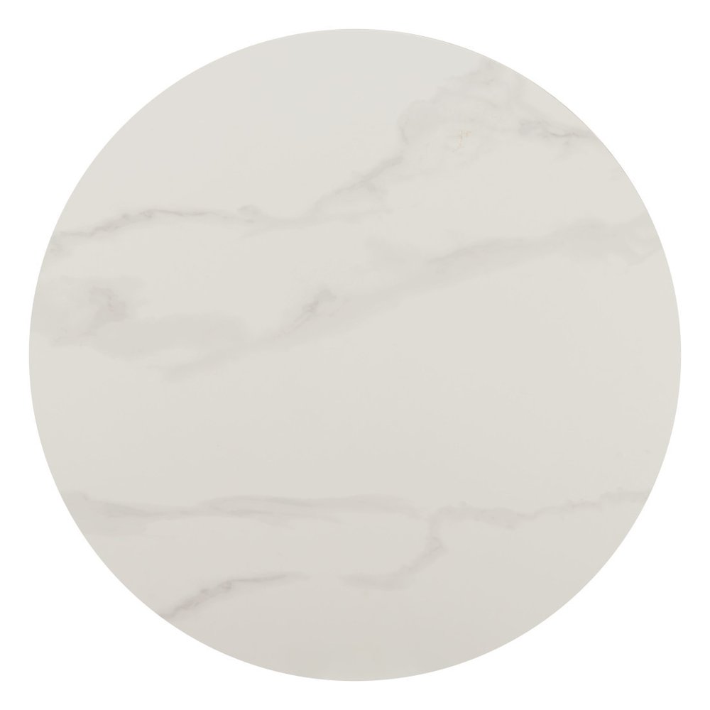 26" White Faux Marble and Steel Rounded Bar Table HomeRoots