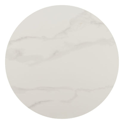 26" White Faux Marble and Steel Rounded Bar Table