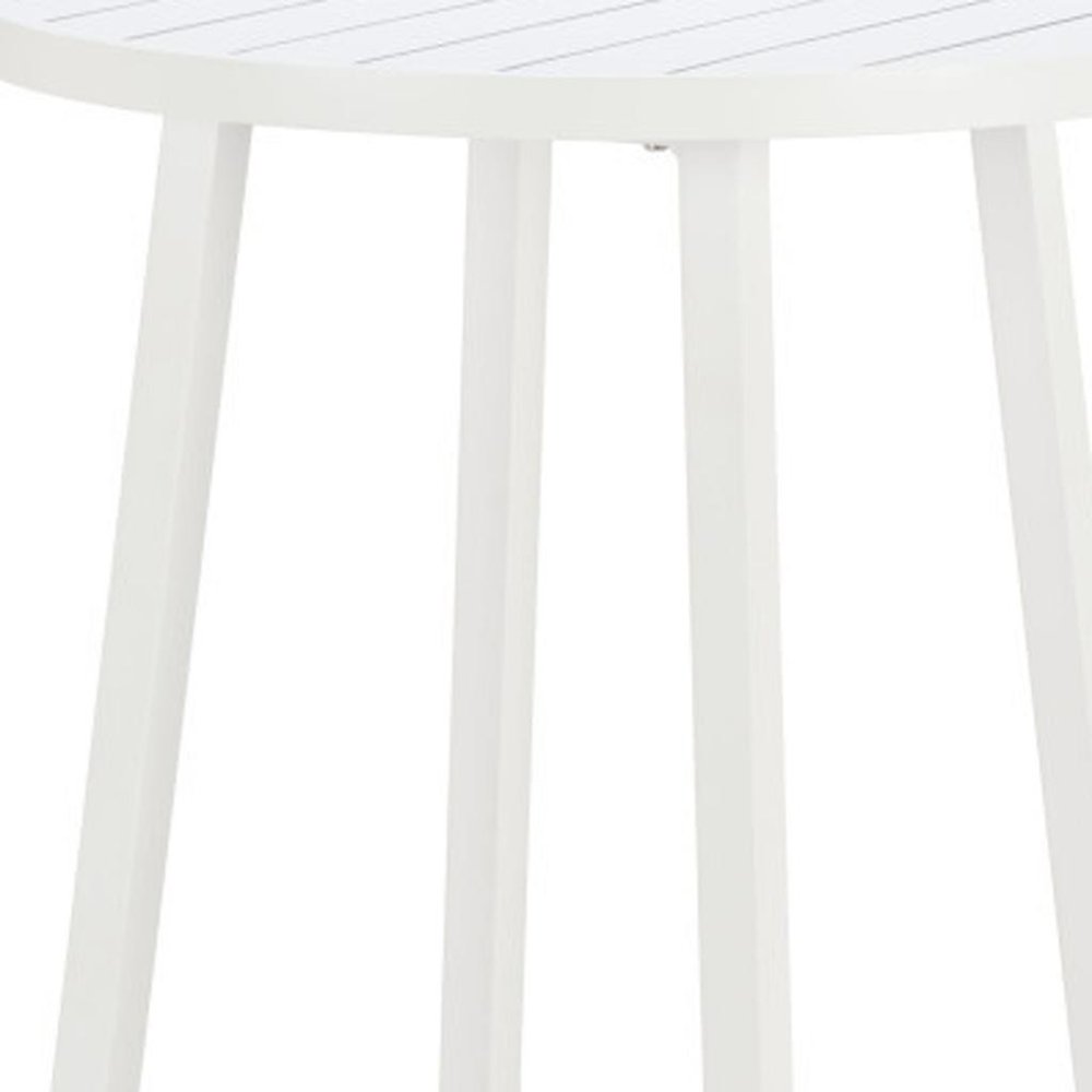 24" White Aluminum Slat Rounded Outdoor Bar Table HomeRoots