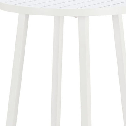 24" White Aluminum Slat Rounded Outdoor Bar Table HomeRoots
