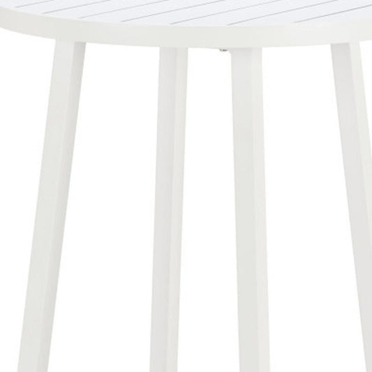 24" White Aluminum Slat Rounded Outdoor Bar Table HomeRoots