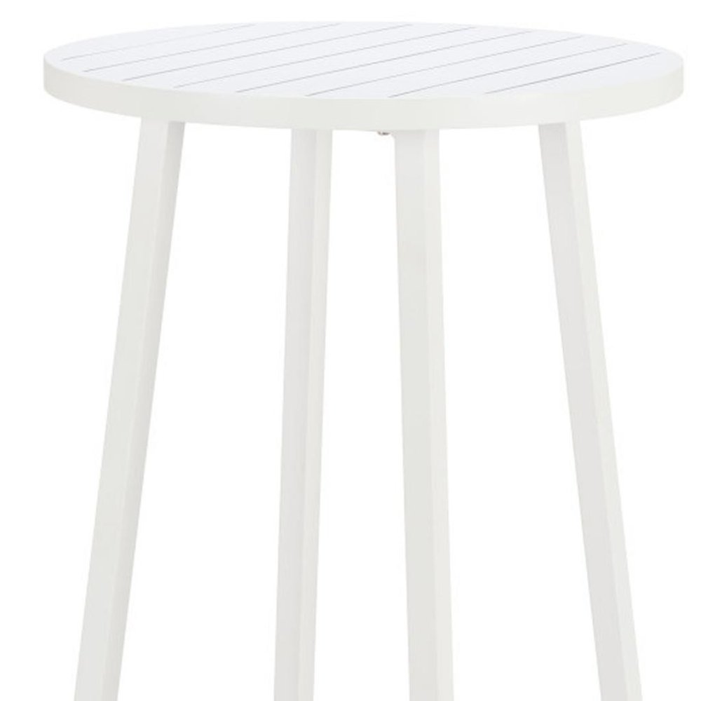 24" White Aluminum Slat Rounded Outdoor Bar Table HomeRoots