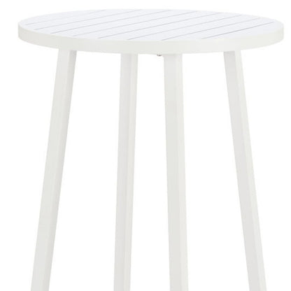 24" White Aluminum Slat Rounded Outdoor Bar Table HomeRoots