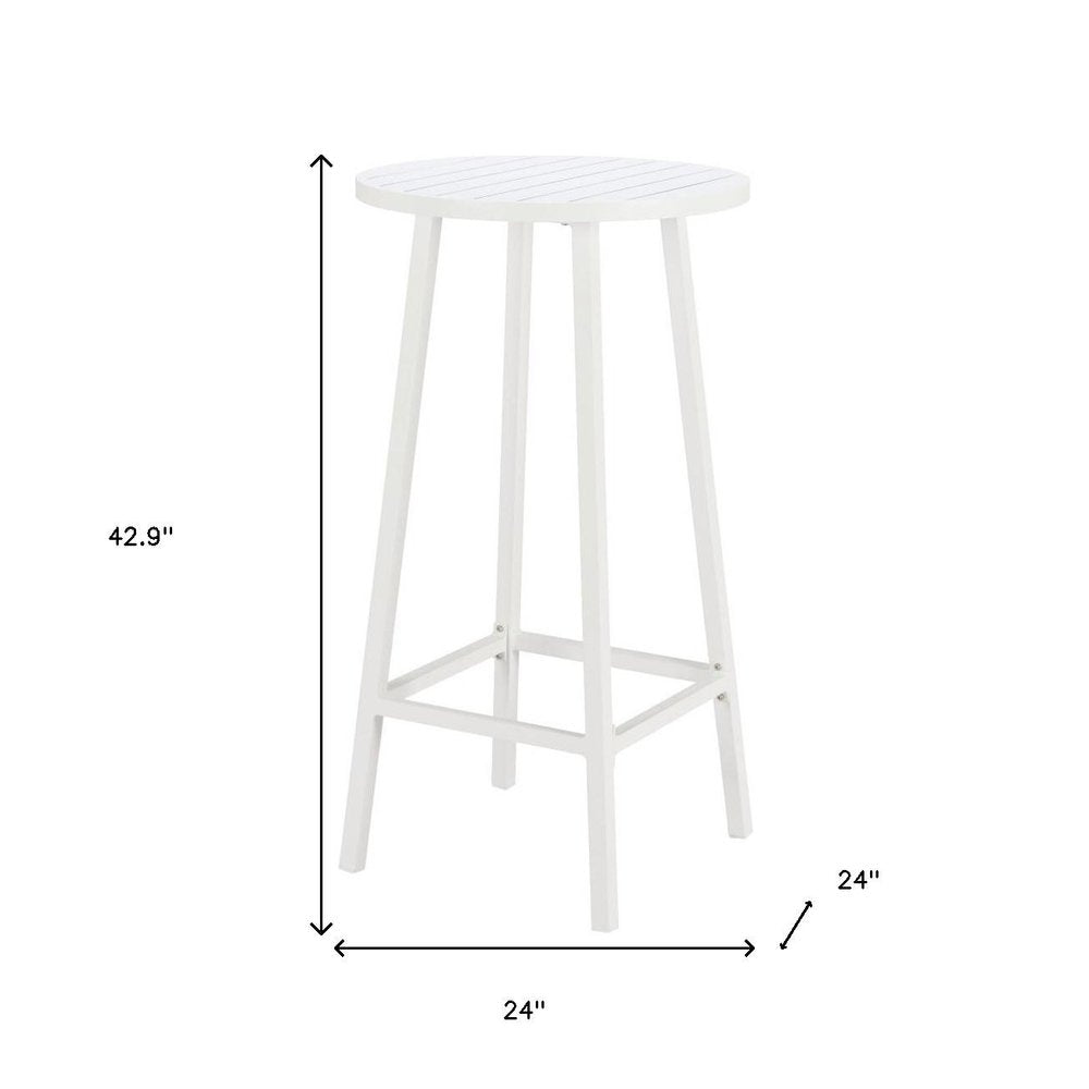 24" White Aluminum Slat Rounded Outdoor Bar Table HomeRoots