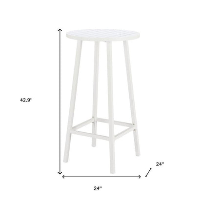 24" White Aluminum Slat Rounded Outdoor Bar Table HomeRoots