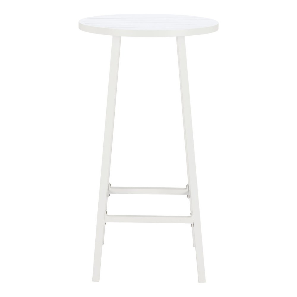 24" White Aluminum Slat Rounded Outdoor Bar Table HomeRoots