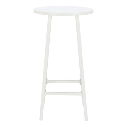 24" White Aluminum Slat Rounded Outdoor Bar Table HomeRoots