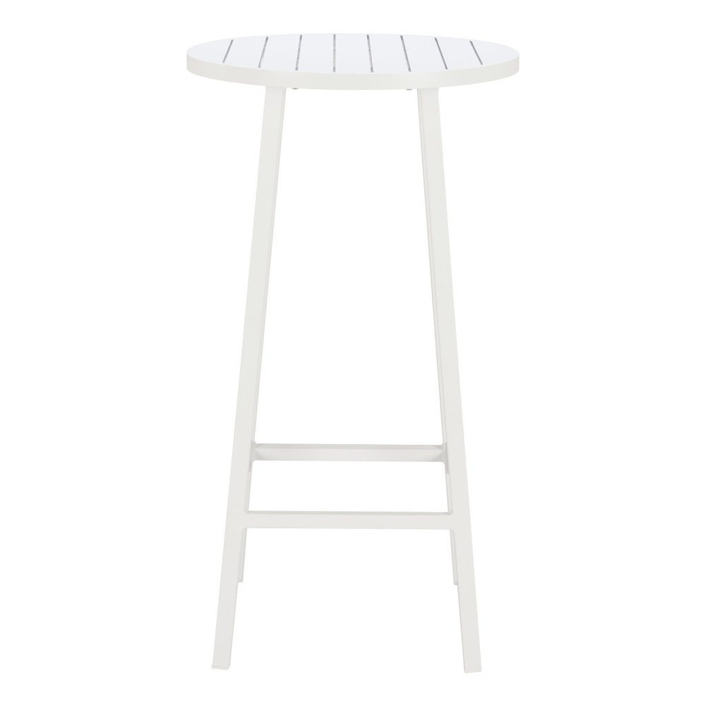 24" White Aluminum Slat Rounded Outdoor Bar Table HomeRoots