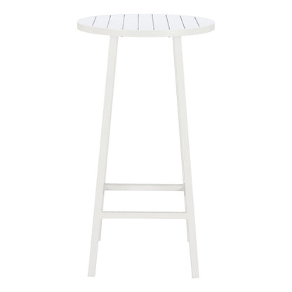 24" White Aluminum Slat Rounded Outdoor Bar Table HomeRoots