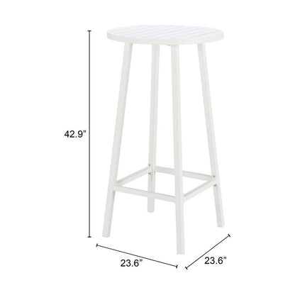 24" White Aluminum Slat Rounded Outdoor Bar Table HomeRoots