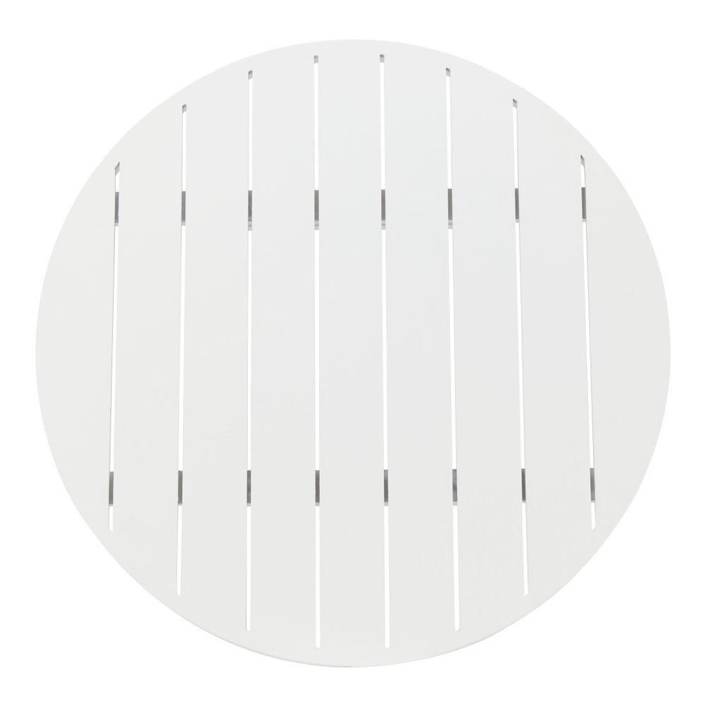 24" White Aluminum Slat Rounded Outdoor Bar Table HomeRoots
