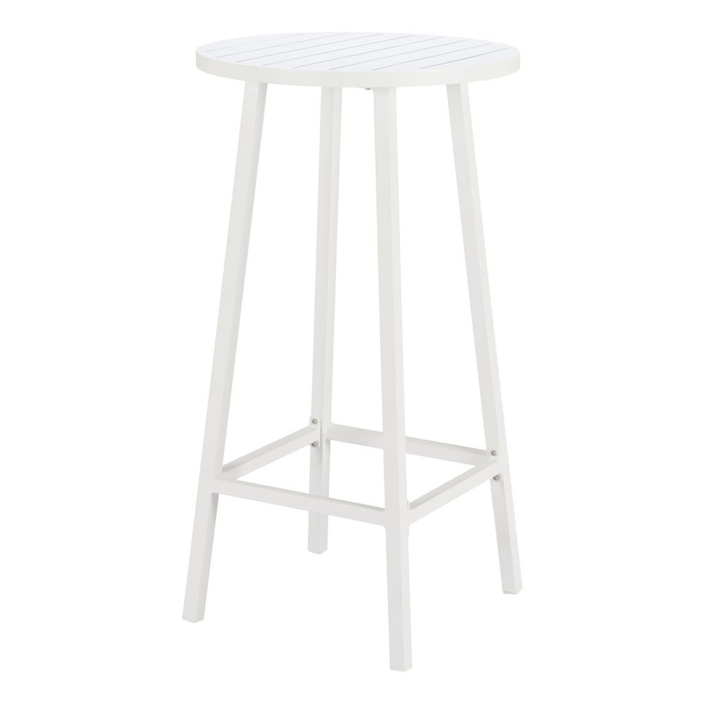 24" White Aluminum Slat Rounded Outdoor Bar Table HomeRoots
