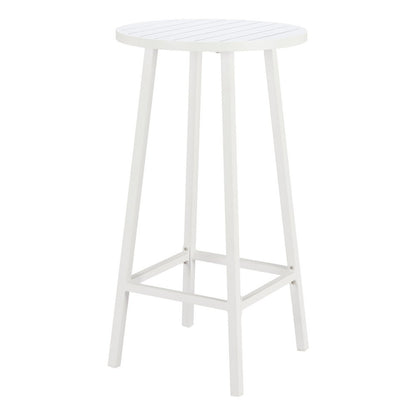 24" White Aluminum Slat Rounded Outdoor Bar Table HomeRoots
