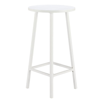 24" White Aluminum Slat Rounded Outdoor Bar Table HomeRoots