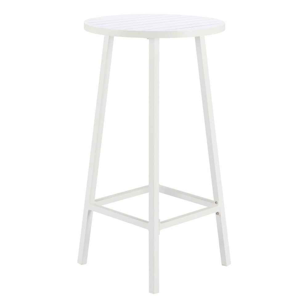 24" White Aluminum Slat Rounded Outdoor Bar Table HomeRoots