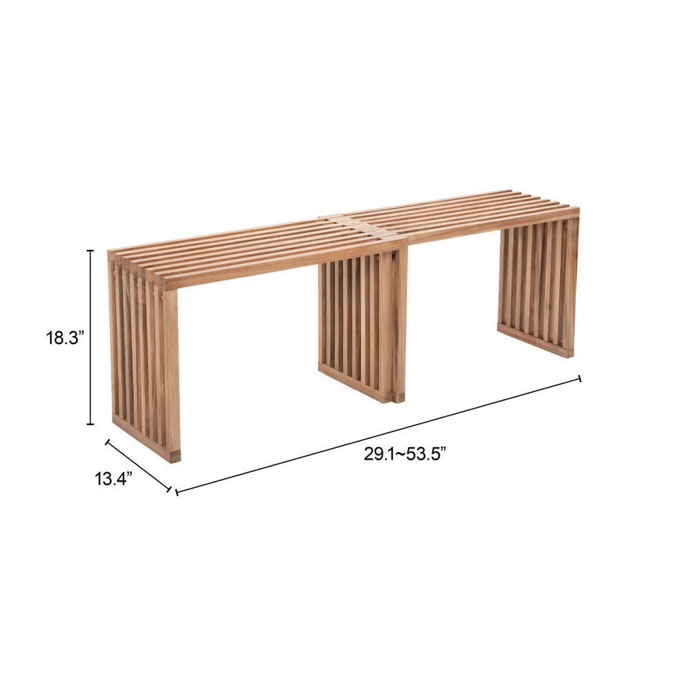 54" Natural Acacia Solid Wood Extendable Garden Patio Bench HomeRoots