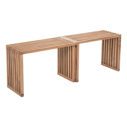 54" Natural Acacia Solid Wood Extendable Garden Patio Bench HomeRoots